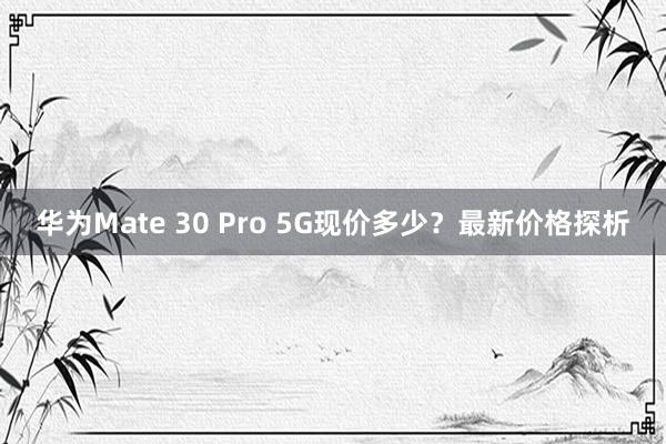 华为Mate 30 Pro 5G现价多少？最新价格探析